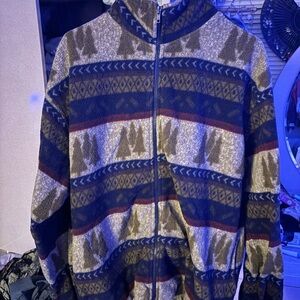 Men's Blue and Gray Patterned Sweater